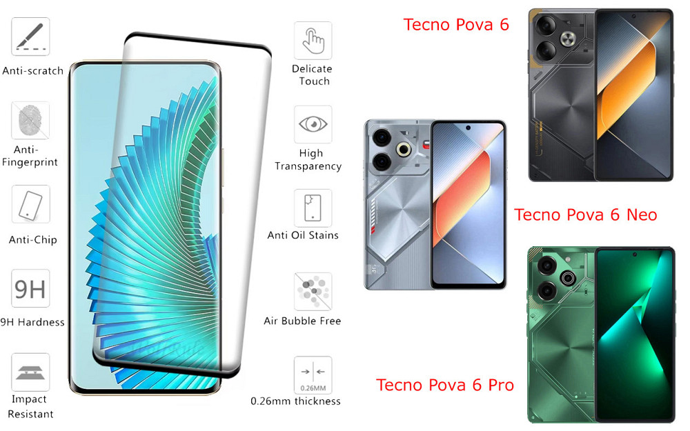Захисне скло HyperGlass Pro для Tecno Pova 6, Pova 6 Neo, Pova 6 Pro – максимальна чутливість та захист Київ - фото 2