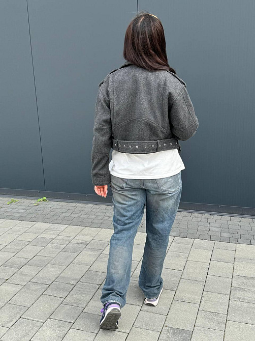 Женская куртка косуха укороченная кашемировая Серый S Харьков - изображение 2