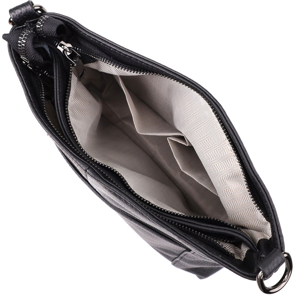 Небольшая женская сумка с двумя ремешками из натуральной кожи Vintage 23014 Черный Киев - изображение 9