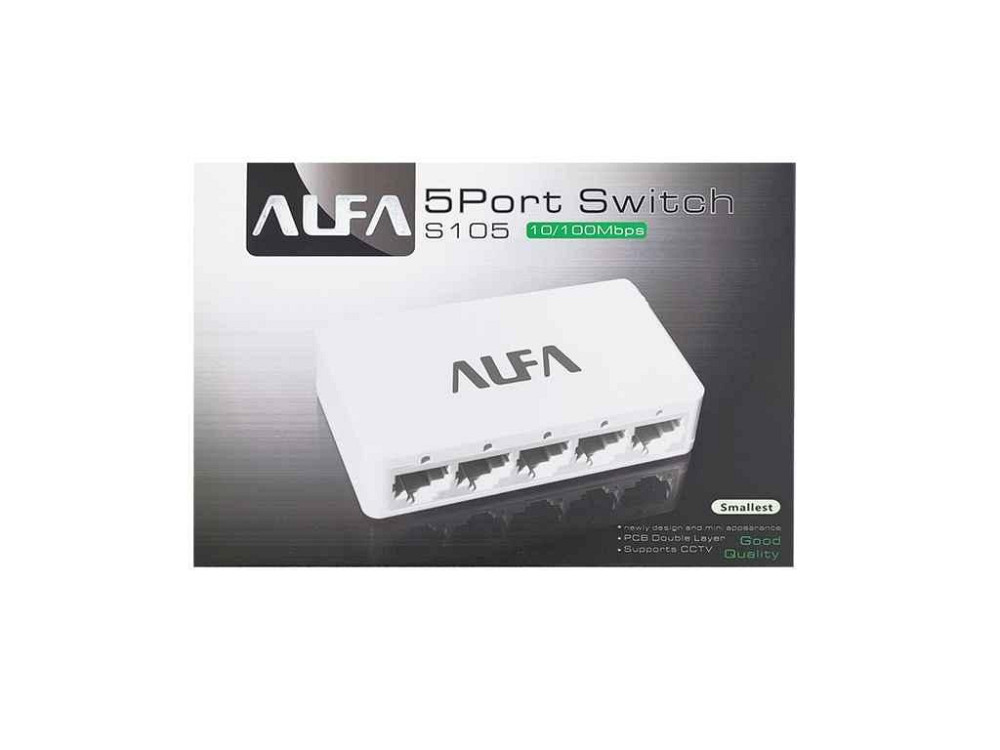 Комутатор S10 портів RJ4 10/100Mbps, пластик (Realtek 8305IC, 12v) білий ТМ ALFA Київ - фото 1