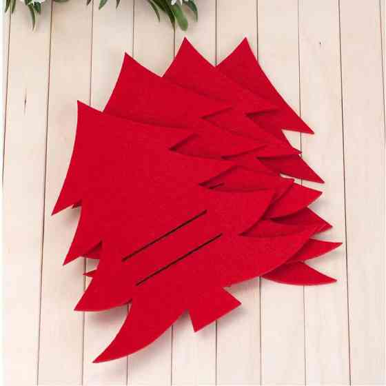 Новогодний держатель для столовых приборов Ёлочка 4 штуки 20 на 20 см красный Киев