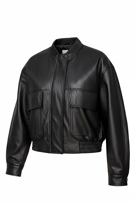 Куртка женская Lady Yep 10048 бомбер из экокожи оверсайз черная, черный, S Киев - изображение 13