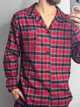 Мужская хлопковая пижама в клетку Вишневый, XL/2XL Харьков