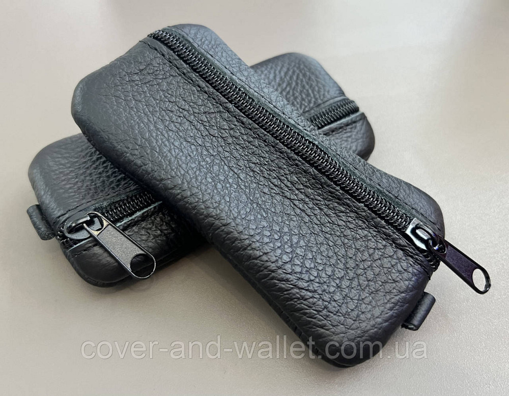 Шкіряна ключниця на дві блискавки чорного кольору MD Leather Київ - фото 5