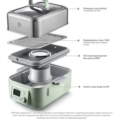 Пароварка Buydeem G564 Cozy Greenish (G564-CG/EU) Винница - изображение 10