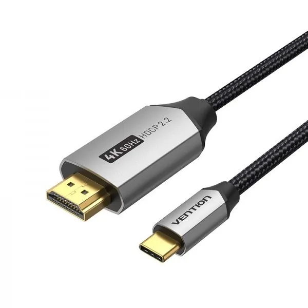 Кабель Vention USB-C на HDMI 1.5м черный текстильный Киев - изображение 4
