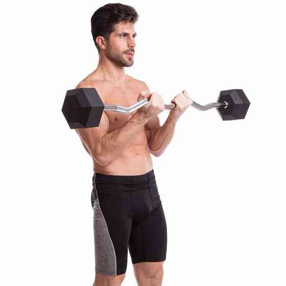 Штанга фіксована вигнута погумована Zelart 6231-25 довжина 95 см 25 кг Київ