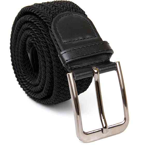 Текстильний ремінь чоловічий класика Чорний (Vintage) Київ