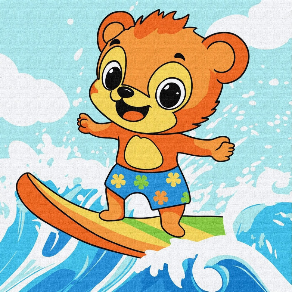 Картина за номерами "Літо. Ведмедик ловить хвилю" ©art_selena_ua KHO1250, 25х25 см Вінниця - фото 1