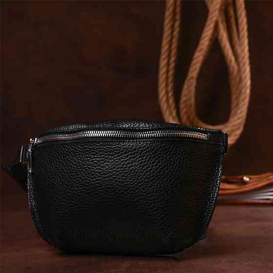 Шкіряна жіноча бананка Чорний (SHVIGEL) Київ