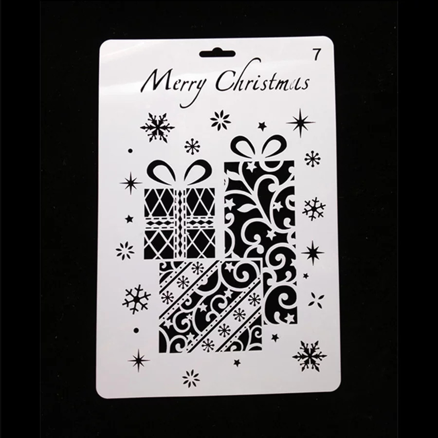 Трафарет для нового года Подарки 17 на 26 см серый Киев - изображение 1