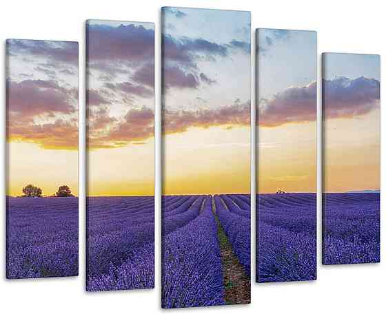 Модульна картина у вітальню / спальню Лавандове поле Світанок Art-391_5 ( 80х118см ) Київ
