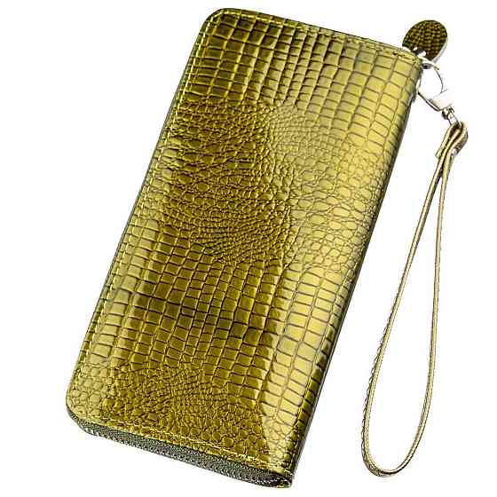 Гаманець жіночий на одну блискавку з екокожі лаковий хамелеон KIVI 19027 Зелений Київ