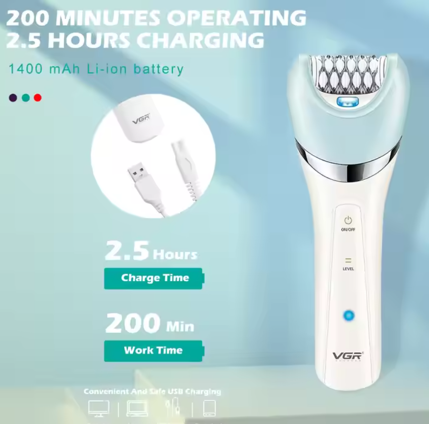 Акумуляторний жіночий епілятор VGR V-703 з триммером для видалення волосся на тілі, масажу та пілінгу Одеса - фото 8