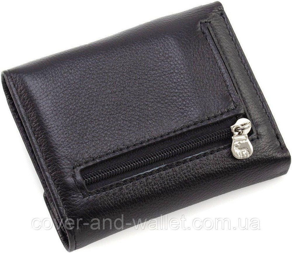 Небольшой женский кожаный кошелёк черного цвета с монетницей на молнии Marco Coverna Киев - изображение 3