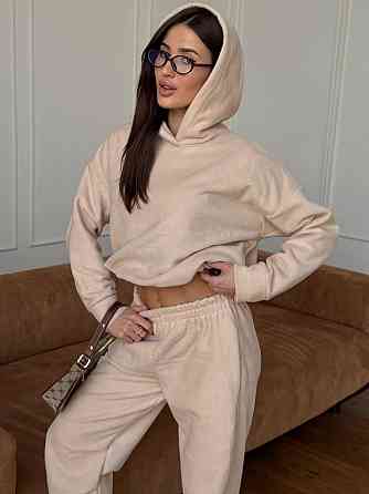 Флисовый женский костюм с капюшоном Бежевый 42/46 Харьков