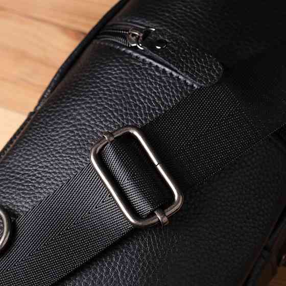 Чоловіча сумка через плече з натуральної шкіри Чорний (Vintage) Київ