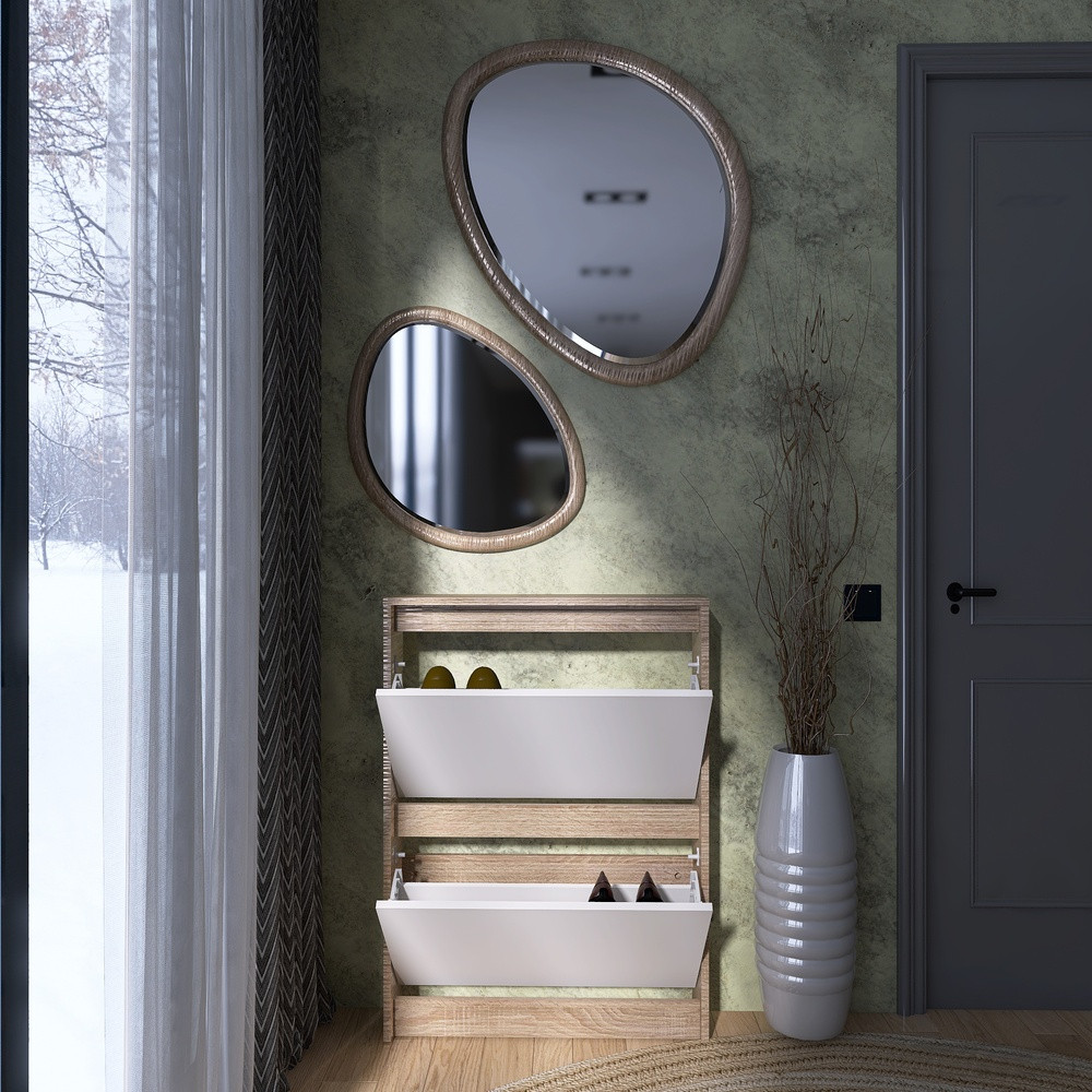 Тумба для обуви в прихожую Эверест Сити-160-2 70,2х16х95,8 см Дуб сонома/Белый (DTM-071107) Львов - изображение 4