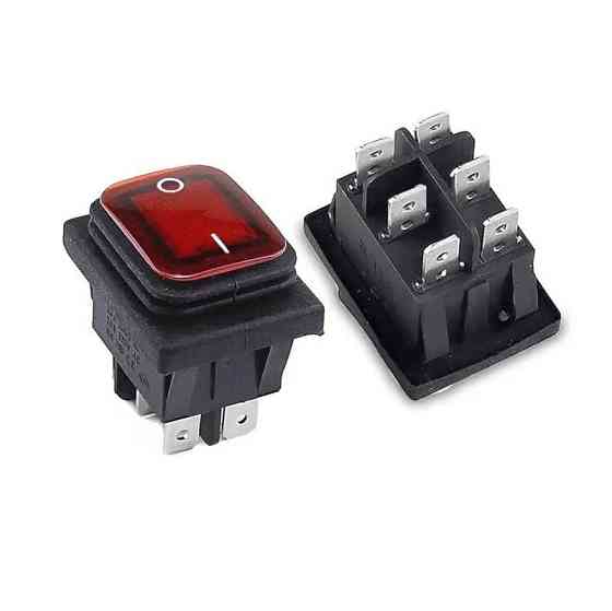 Перемикач клавішний герметичний №142 ON-OFF 6 pin (срібло) прямокутний з LED-підсвіткою червоний Харків
