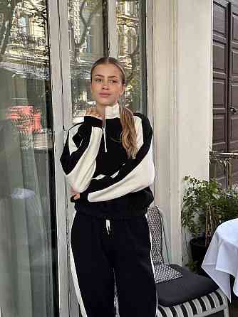 Жіночий стильний теплий костюм з двостороннього флісу. Чорний, 46/48 Одеса