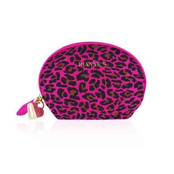 Мінівібромасажер Rianne S: Lovely Leopard Pink, 10 режимів роботи, косметичка-чохол, мед.силікон Sex Aura Київ