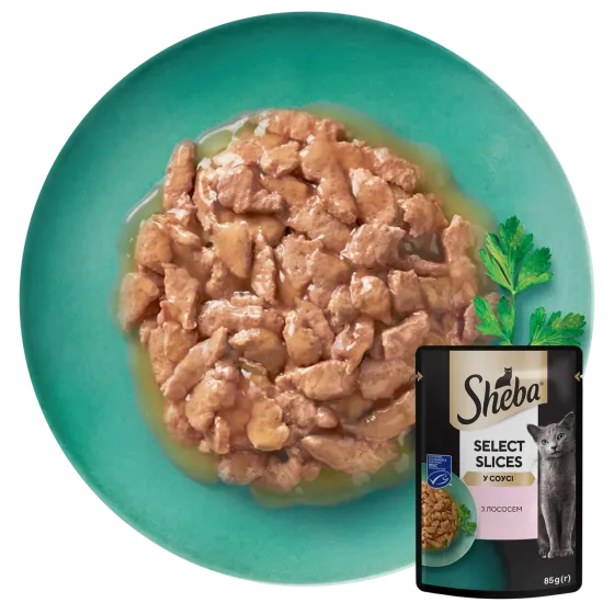 Вологий корм Sheba (Шеба) cig POU для дорослих котів з лососем в соусі 85 г (блок 28 шт) Вінниця