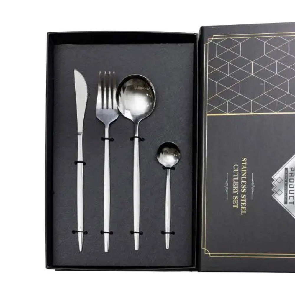 Набор столовых приборов 24 предмета набор ложек вилок и ножей на 6 персон Серебристый HP-20-42 Киев - изображение 3