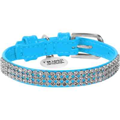 Ошейник для животных WAUDOG Glamour с QR-паспортом "Стразы" XS Ш 12 мм голубой (33082) Винница