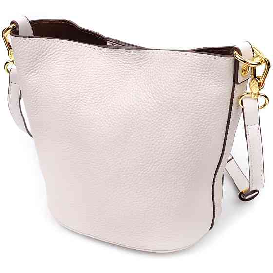 Компактна сумка жіноча з автономною косметичкою всередині з натуральної шкіри Біла (Vintage) Київ