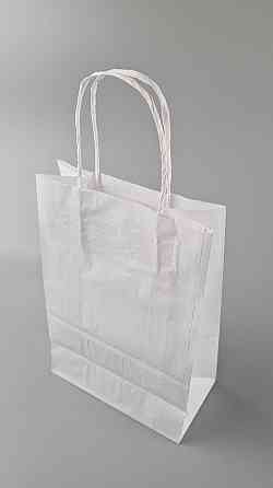 Пакет с ручками бумажный крафт белый 170х90х240, 70г/м2 (25 шт) Харьков