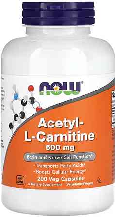 Ацетил L карнітин NOW Acetyl L Carnitine 500mg 200 vcaps Київ