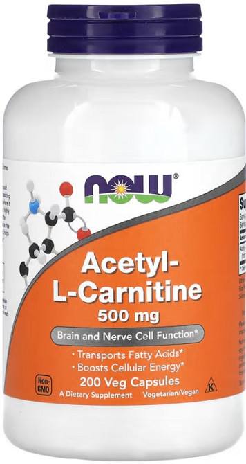 Ацетил L карнітин NOW Acetyl L Carnitine 500mg 200 vcaps Київ - фото 1
