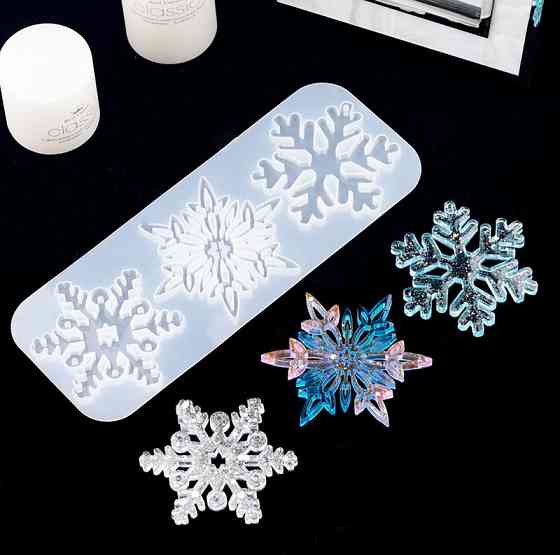 Молд новорічний Сніжинки 230 на 88 мм сірий Київ