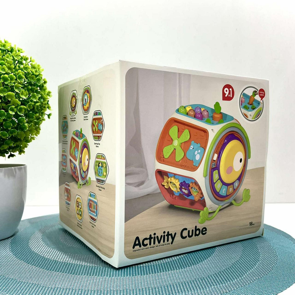 Багатофункціональний розвиваючий Куб 9в1 сортер шестерні піаніно годинник рухливі деталі ксилофон (6216) Чернигов - изображение 9