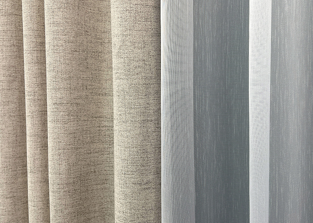 Комплект штор VR-Textil TWEED_V 150х270 2шт и Тюль 400х270 1917ш-1153т Бежевый с белым 71-142/3 Киев - изображение 7