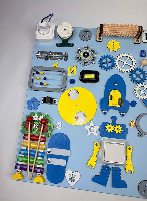 Игрушки от 6 месяцев для развития мелкой моторики Доска для мальчика 50x60 Бизиборд развивающая деревянная игрушка Монтессори Тернополь - изображение 10