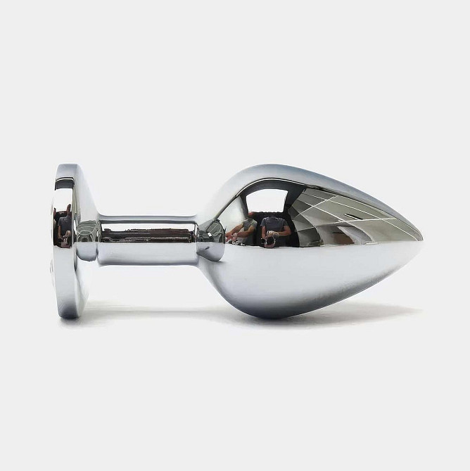 Стальная анальная пробка Buttplug с кристаллом 6,4x2,3 см Серебристый Винница - изображение 1