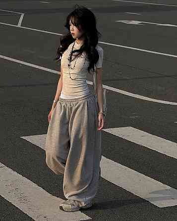 Женский прогулочный оверсайз костюм двойка: футболка и штаны двунитка + вискоза Одесса