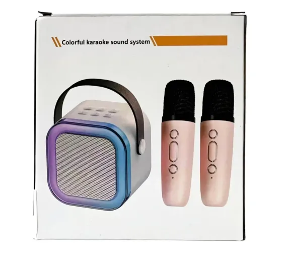 Портативна Bluetooth караоке колонка із 2 мікрофонами 5W BT 5.1 TWS LED FM voice changer Одеса