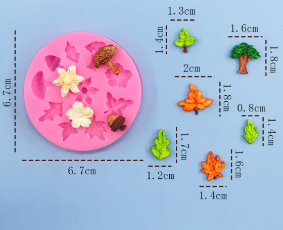 Молд силиконовый Листья и цветы 67 мм розовый Киев
