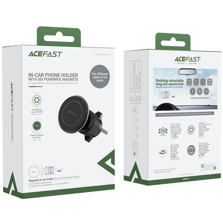 Автомобільне кріплення для смартфона D6 air outlet magnetic Acefast Винница - изображение 5