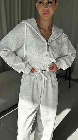 Жіночий прогулянковий оверсайз костюм двійка: кофта і штани двонитка Одеса