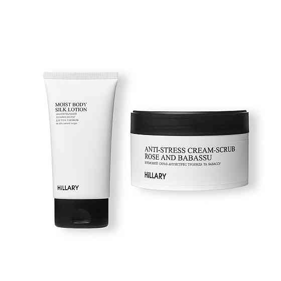 Кремовый скраб антистресс Роза + Увлажняющий лосьон-бустер для тела с шелком Киев