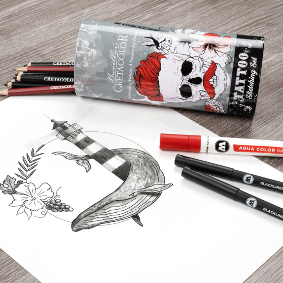 Набор художественных материалов TATTOO SKETCHING 14шт металлическая коробка Cretacolor Киев