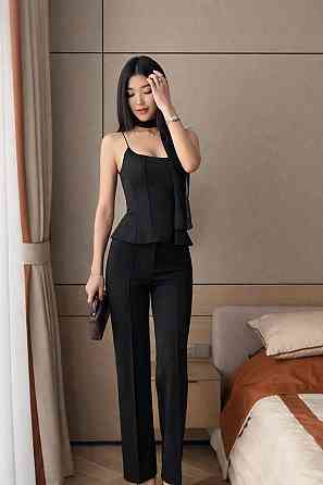 Жіночий романтичний стильний корсет із зав'язками щільний атлас Чорний, S/M Одеса