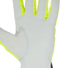 Перчатки 25см кожа ладонь + флуоресцентная ткань, салатово-белые Мукачево - изображение 1