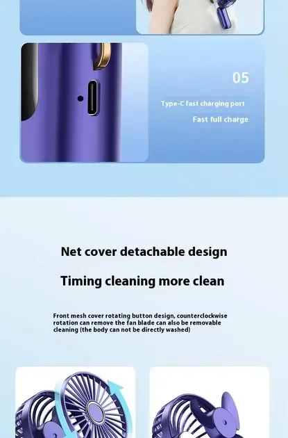 Портативный мини вентилятор Mini fan AND892 с подставкой для телефона и дисплеем Коломыя - изображение 7