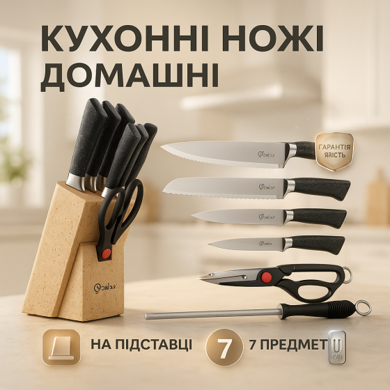 Кухонный нож из нержавеющей стали металлический UNIQUE, Набор литых кухонных ножей HD-37 Львов