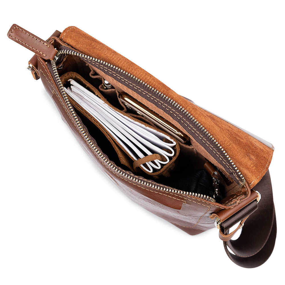 Кожаная мужская сумка через плечо GRANDE PELLE 11567 Коричневый Киев - изображение 5