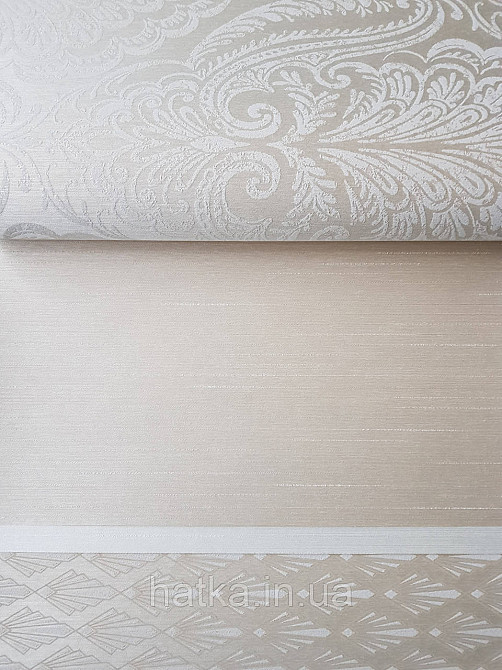 Шпалери текстильні еко 0.53х10.05 Rasch Textil Valentina класика вензелі дамаски біло бежеві на жовто бежевому Київ - фото 2